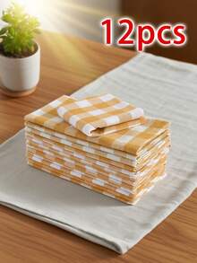 2/6/12/300pcs Elegant Plaid Napkins, Durable Polyester Thick Placemats, Reusable For Kitchen, Dining, Wedding Decor - Multicolor - View 14