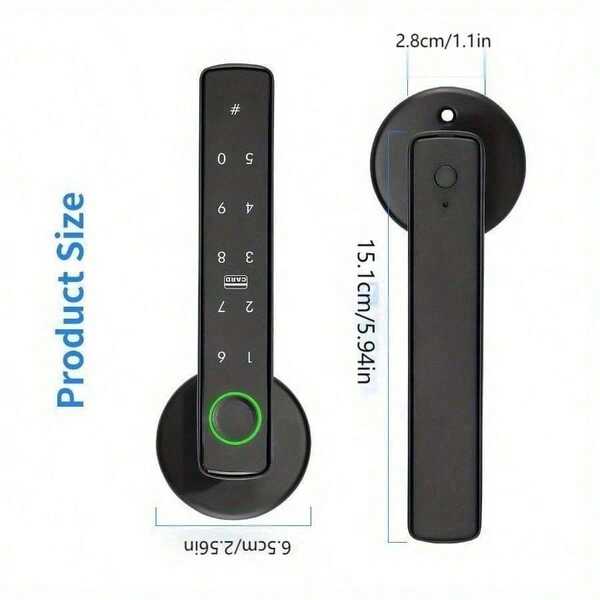 Tuya Fingerprint Door Knob, 5-In-1 Smart Door Knob, Fingerprint Door Lock For Bedroom, Office, Hotel, Closet, Pantry, Finger Print Door Knob, Keypad Door Knob, 2 IC Card And 2 Keys, Smart Life