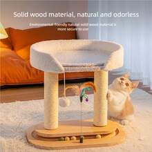 Árbol grande para gatos con cama giratoria, estructura para escalar, casa de peluche para gatos, poste rascador de sisal