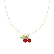 Cherries Motif Pendant Necklace Red Agate Stone Accent Youth Playful Design Year Round Adaptability Campus Celebration Transition Refined Accent Gift Academic  Adornment Light Reflection Art Fashionable Elegant All-Season Necklace Daily Wear Necklace Simple Stylish Party Necklace Minimalist Versatile Gift Necklace Minimalist Office Accessories Light Luxury Elegant All-Season Necklace - 彩色 - 查看 6