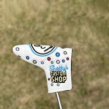 Joker Mallet 推杆套设计适用于高尔夫球头推杆头套，PU 皮革，带钩环扣和刺绣标志