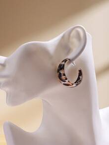 Leopard Pattern Cuff Hoop Earrings - Multicolor - View 8