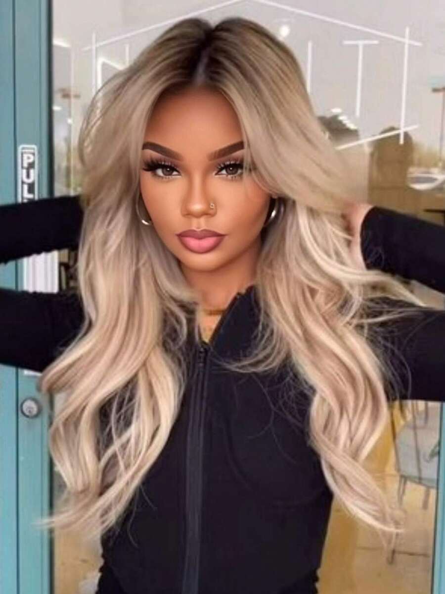 Ombre Brown Roots Ash Blonde Body Wave Lace Front Wigs Human Hair Pre Plucked Invisible Knots 13x4 HD Transparent Lace Frontal Wigs For Women 180 Density Lace Closure Wigs Human Hair Water Wave Glueless Wigs With Baby Hair True To Length