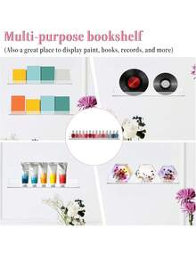 2/4pcs Acrylic Invisible Floating Bookshelf, Wall Mounted Display Rack For Room, Modern U-Shaped Wall Shelf For Books, Photos, Vinyl Records - Clear - View 3