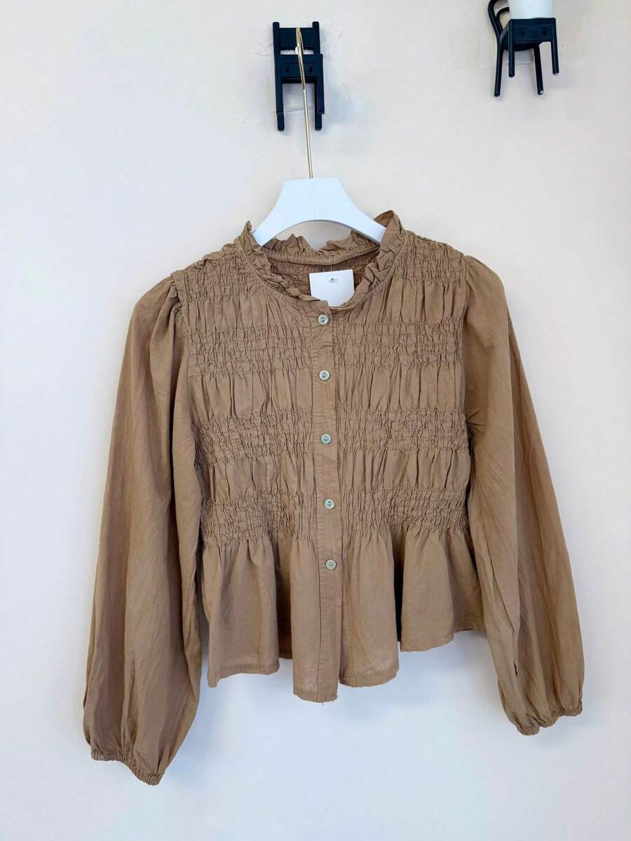 Women Blouses - 卡其色 - 查看 1