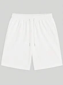 Men's Bermuda Shorts, Plain Sweatshirt, Flannel Shorts, Immediate Shipping, Various Colors, Comfortable - trắng - Xem 6
