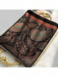 1 件复古风格真丝腰果印花围巾 - 多功能时尚配饰、头带和情侣围巾 - 彩色 - 查看 5