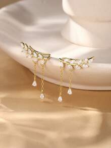 1Pc Leaf Tassel Pendant 925 Sterling Silver Drop Earring Vintage Minimalist Jewelry Wedding Party Jewelry Gift For Her Fine Jewelry