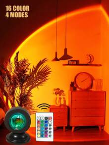 1个家居装饰USB供电LED日落投影灯，角度可调，营造日落氛围，可作LED夜灯使用，适用于摄影/自拍派对装饰、客厅装饰、卧室装饰、露营装饰、婚礼装饰，也是送给女性、女孩、朋友、家人的圣诞礼物。