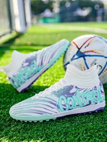 1 Pair Recommended Football/Soccer Shoes For Men, Women, Youth, With Long Studs For AG, Short Studs For TF, Anti-Slip, High-Top, Durable, Suitable For Daily Grass Field Football/Soccer Training And Matches, All Seasons - White - View 5