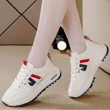 Zapatillas Deportivas para Mujer, Estilo Casual Moderno con Detalles de Color Vibrante para Uso Diario - Rojo - Ver 2