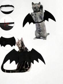 1pc Halloween Cute Pet Clothes Black Bat Wings Harness Costume Cosplay Cat Dog Halloween Party For Pet Supplies Halloween Halloween Costumes - Black - View 3