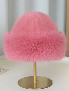 1pc Women Winter Furry Hat, European & Korean Style Warm Headwear, Solid Color Cute & Versatile, Thicker Design - Multicolor - View 13