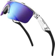 FEISEDY Gafas de sol deportivas polarizadas para niños y niñas TR90 marco niños adolescentes ciclismo lentes de sol B2454 - Blanco-azul - Ver 9