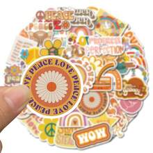 50 Sheets/Set Groovy Boho Hippie Stickers DIY Notebook Journal Adhesive Material Stickers - 1 - Xem 5