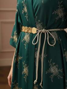 1pc Fashionable Moroccan Middle Eastern Ottoman Pattern Metal Waist Belt For Women, Adjustable Length Lobster Clasp Chain, Suitable For Weddings, Banquets, Festivals & Parties (2 Chain Pendants Randomly Sent) - Waist Chain - View 9