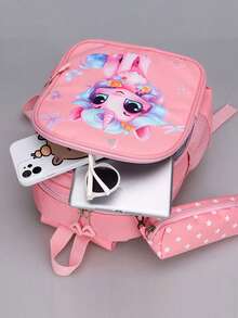 新款时尚卡通背包，带小袋 - 粉色 - 查看 11