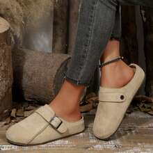Women Metal Decor Shoes Simple Flat Casual Loafers Summer Break - 杏色 - 查看 4