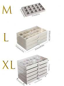 1pc, 7 Compartments 5 Layers Velvet Jewelry Box Drawer-Style Jewelry Box Ring Box Earring Storage Box Drawer-Style Jewelry Storage Box,3 Layers Clear Plastic & Velvet Drawers Jewelry Storage Box