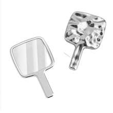 1pc/2pcs Portable Small Mirror, Wavy Pattern Handheld Makeup Mirror, Luxury High-End Compact Mirror For Touch-Up - Silver - View 14