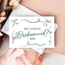 你愿意做我的伴娘吗？卡片，伴娘邀请卡，简单的伴娘卡，送给亲密朋友的简单卡片，简洁优雅 - 彩色 - 查看 5