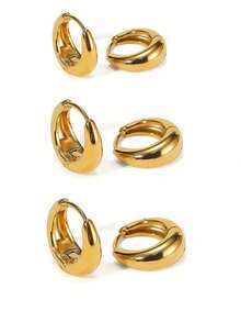 Pendientes de aro en forma de lágrima minimalistas de acero inoxidable para mujeres