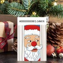 1 张，闪亮风格圣诞贺卡，适合朋友、家人、同事的趣味圣诞贺卡，这是圣诞老人节日贺卡，适合男朋友、女朋友、夫妻的圣诞贺卡