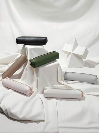 Bolsa De Cosméticos, Mini Estojo De Maquiagem, Estojo Para Pincéis De Sobrancelha, Estojo Premium: A Combinação Perfeita De Estilo E Funcionalidade. Estojo Com Zíper Dourado - Organizador De Canetas Resistente, Adequado Para Uso No Escritório E Em Viagens.