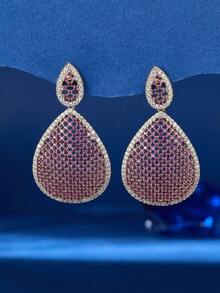 1 Cặp bông tai dài kiểu trang sức sang trọng đính đá Cubic Zirconia, bông tai thời trang nữ phù hợp với đầm trang trọng, quà tặng sinh nhật và ngày lễ - Hoa tai tuyệt đẹp - Xem 4