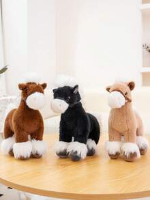 25厘米/9.84英寸仿真马毛绒玩具可爱柔软马填充动物毛绒玩具装饰创意礼物儿童生日派对家居女孩房间装饰游戏收藏品