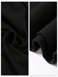 Camiseta Gordito Guapo Chingón Camiseta de algodón puro de 220 g/m2 con cuello redondo, informal, moderna y con estampado de doble cara para hombre (1 unidad) - Negro - Ver 5