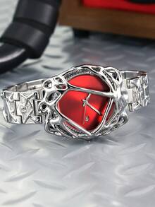 1pc Vintage Spider Shaped Alloy Material Men's Wrist Watch, With Waterproof, Calendar, Luminous Display, Best Gift For Halloween, Christmas - Red - View 2