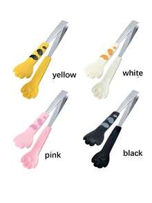 日式猫爪造型食物夹，可爱卡通烹饪夹，不锈钢烧烤夹，三明治烘焙夹，厨房工具，厨房钳子，餐具，厨房配件，厨房用品 - 彩色 - 查看 4