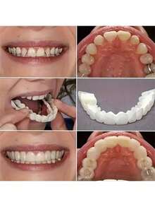 Joyería dental de estilo simple y neutro, adecuada para uso diario, vacaciones, fiestas, casual, maquillaje de vacaciones, estilo hip-hop. Accesorios dentales con rhinestones - Blanco - Ver 2