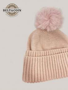 Women's Warm Fluffy Winter Hat, Fashion Wool Knitted Pom Pom Beanie, Warm And Versatile, 1 Piece, Cute. Women's Fluffy Pom Pom Knitted Hat, Perfect For Winter And Autumn. - Pink - View 6