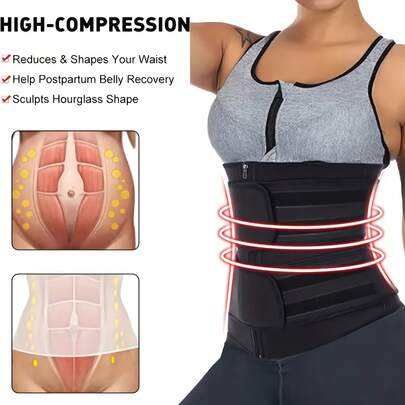 1pc Women's Sauna Suit, Waist Cincher Shaping Vest With Bust Support, Adhesive Design, Cinched Waist