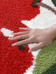 DAJIANG 1pc Flocked Bathroom Mat Carpet, Unique Fruit Pattern (Cherry, Strawberry), Fresh Style Area Rug, Doormat, Non-Slip TPR Bottom, Soft & Absorbent, Suitable For Bathroom, Shower, Kitchen, Living Room, Dorm, Dining Room, Home Decor, Holiday Decoration, Thick & Fluffy, Autumn/Winter, Halloween, Thanksgiving Christmas Decor Kitchen Rug - Multicolor - View 5