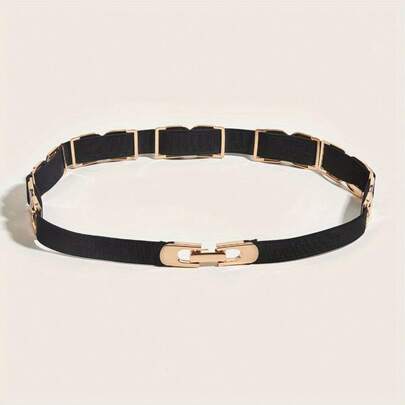 1pc Contrast Color Casual Retro Elastic Waist Belt, Versatile Fashion Elegant Accessory For Women, Suitable For All Seasons