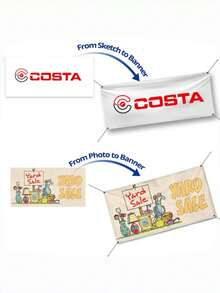 1 pieza Bandera de vinilo personalizada a todo color - Puede imprimir su logotipo y texto, resistente al agua y a los rayos UV, ideal para eventos empresariales, ocasiones, publicidad, cumpleaños, promoción, ferias comerciales, eventos especiales, etc. - Multicolor - Ver 5
