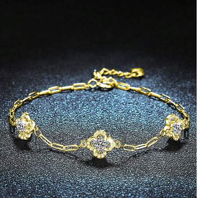 1pc 925 Sterling Silver 1.5 Carat Moissanite Bracelet, Suitable For Women's Daily Wear, Parties, Vacations, Valentine's Day, Mother's Day, Wedding Anniversary, Women's Jewelry Gift