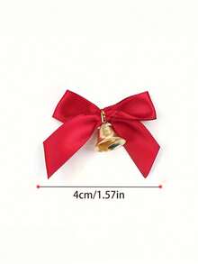 Mini nœud en ruban rouge avec clochette dorée - Décoration de Noël élégante, mariage, faveur de fête - Pas de piles nécessaires - Pour l'emballage de cadeaux, la décoration de chaussures, la fabrication de bijoux - Décoration artisanale de fête, ornement festif, tissu satiné, très adapté pour les décorations de fête de Noël, les décorations d'emballage de cadeaux de Noël