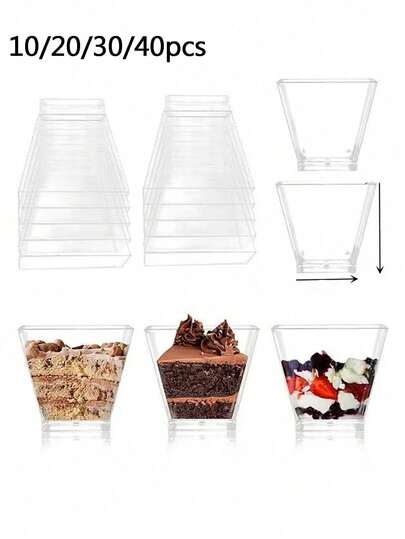 50 كوب بلاستيكي للحلويات، أكواب جيلي مربعة صغيرة شفافة، أكواب مقبلات مربعة صغيرة، أطباق حلوى قابلة لإعادة الاستخدام، أكواب حلوى الياغورت، مناسبة للمهلبية والكعك والحفلات والأعراس والتذوق والبودنج وغيرها.