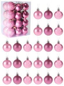 96 个粉色迷你防碎圣诞球，3 厘米/1.1 英寸圣诞树装饰挂球，适用于生日万圣节节日婚礼派对装饰，圣诞节 - 彩色 - 查看 12