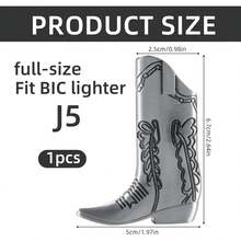 Cowboy Boot Lighter Sleeve Cover, Lighter Sleeve Cover For Mini Bic J5 Accessories Decoration For Everyday Carry Or Travel Gift - Bạc - Xem 2