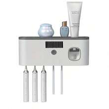 Intelligent UV Toothbrush Sanitizer Holder And 5 Slots Toothbrush Holders, Toothbrush Holder Wall Mounted With Toothpaste Dispenser, USB/Solar Rechargeable Toothbrush Sterilizer, Bathroom Toothbrush Sanitizer, Without Drilling Home Bathroom Decor Fall Decor Back To School - Nhiều màu - Xem 10