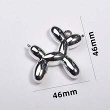 1pc DIY Phone Charm Laser Balloon Dog Keychain Pendant, Candy Color Heart Decor Accessories