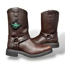 BOTAS VAQUERAS PUNTA CHATA CON ARGOLLA SUELA TACON DE HULE PARA TRABAJO O VESTIR PIEL DE RES SUELA COSIDA WELT GOODYEAR MARCA AMERICAN WELT - Café - Ver 7