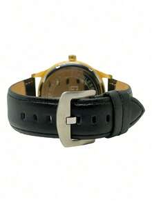 Men's Watch With Leather Strap And Metal Original Launch - Gold Blue Background - View 4