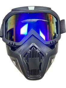 1pc Motorcycle Goggles With Detachable Face Mask - Off-Road ATV Motocross Glasses UV Protection Adjustable Riding Motorcycle Safety Goggles Racing Detachable Anti-Fog Warm Protective Eyewear - Multicolor - View 12