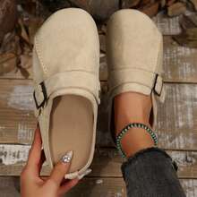 Women Metal Decor Shoes Simple Flat Casual Loafers Summer Break - 杏色 - 查看 1